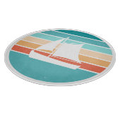 Retro Sonnenuntergang gestörter Effekt + Segelboot Schneidebrett (Ecke)