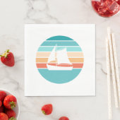 Retro Sonnenuntergang gestörter Effekt + Segelboot Serviette (Beispiel)