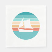 Retro Sonnenuntergang gestörter Effekt + Segelboot Serviette (Vorderseite)