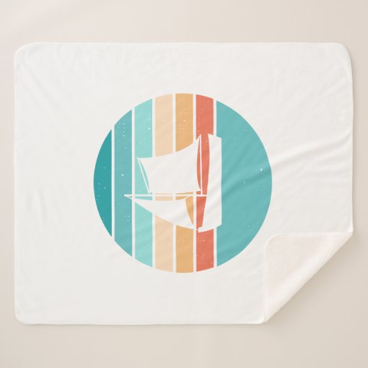 Retro Sonnenuntergang gestörter Effekt + Segelboot Sherpadecke (Vorderseite (Horizontal))