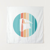 Retro Sonnenuntergang gestörter Effekt + Segelboot Wandteppich (Vorderseite (Horizontal))