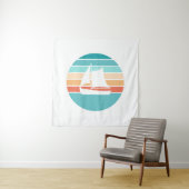 Retro Sonnenuntergang gestörter Effekt + Segelboot Wandteppich (Beispiel)