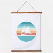 Retro Sonnenuntergang gestörter Effekt + Segelboot Wandteppich Mit Holzrahmen (Vorderseite)