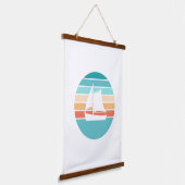 Retro Sonnenuntergang gestörter Effekt + Segelboot Wandteppich Mit Holzrahmen (Gewinkelt)