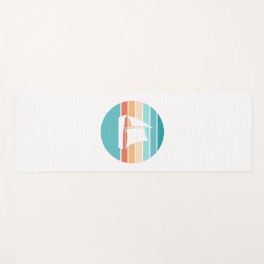 Retro Sonnenuntergang gestörter Effekt + Segelboot Yogamatte (Vorderseite (Horizontal))