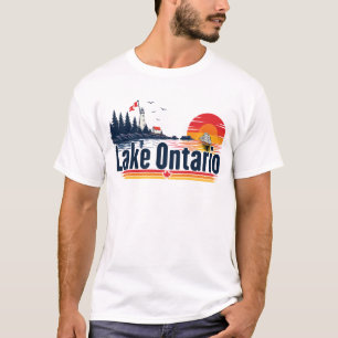 Retro Sonnenuntergang Große Seen Lake Ontario T-Shirt