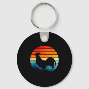 Retro Sonnenuntergang Hahn Hühnerliebhaber  Schlüsselanhänger