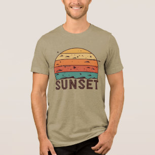 Retro-Sonnenuntergang-Horizont-Grafik-T-Shirt Tri-Blend Shirt