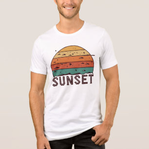 Retro-Sonnenuntergang-Horizont-Grafik-T-Shirt Tri-Blend Shirt