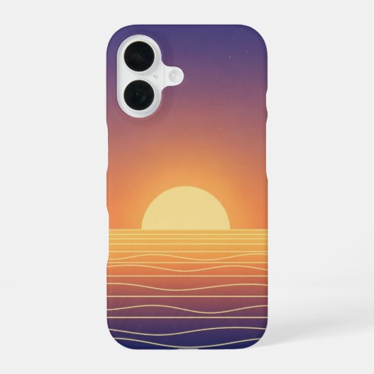 Retro-Sonnenuntergang-Horizont iPhone 16 Hülle (Rückseite)