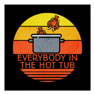 Retro-Sonnenuntergang-Hummerkorb, Whirlpool Poster