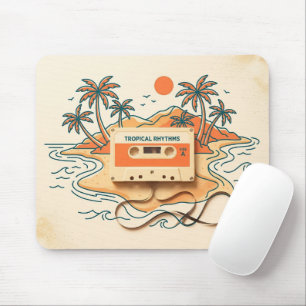 Retro-Sonnenuntergang-Kassette-Insel-Gaming Mousepad
