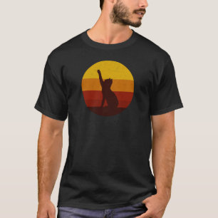 Retro-Sonnenuntergang-Katzen-Silhouette Vintage- T-Shirt