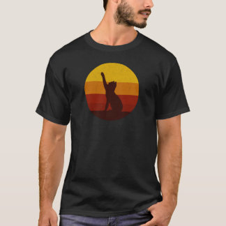 Retro-Sonnenuntergang-Katzen-Silhouette | Vintage- T-Shirt