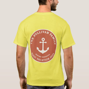Retro-Sonnenuntergang-Korallen-Anker-Familienurlau T-Shirt