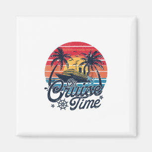 Retro Sonnenuntergang Kreuzfahrt Auf Kreuzfahrtzei Magnet