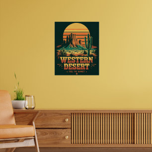 Retro-Sonnenuntergang Landschaft Arizona Wilder We Poster