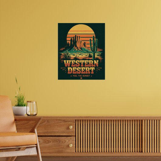 Retro-Sonnenuntergang Landschaft Arizona Wilder We Poster (Wohnzimmer 2)