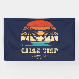 Retro-Sonnenuntergang Mädchen-Trip Junggesellinnen Banner