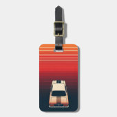 Retro Sonnenuntergang Minimalistischer Oldtimer Ro Gepäckanhänger (Vorderseite vertikal)