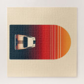 Retro Sonnenuntergang Minimalistischer Oldtimer Ro Puzzle (Horizontal)