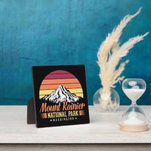 Retro-Sonnenuntergang Mount Rainier Washington Ill Fotoplatte