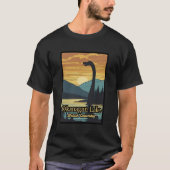 Retro-Sonnenuntergang Ogopogo, Okanagan Lake Monst T-Shirt (Vorderseite)
