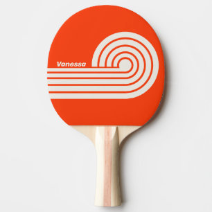 Retro-Sonnenuntergang Orange Doppelte Lockenstreif Tischtennis Schläger
