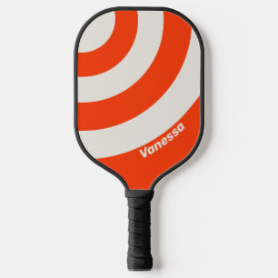 Retro Sonnenuntergang Orange Drei Kreis Streifen m Pickleball Schläger