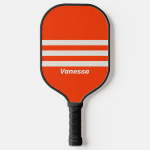 Retro Sonnenuntergang Orange Drei Quer Streifen mi Pickleball Schläger
