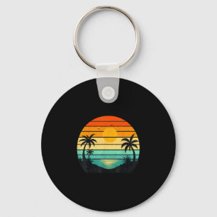 Retro-Sonnenuntergang-Palmen Grafikdesign  Schlüsselanhänger