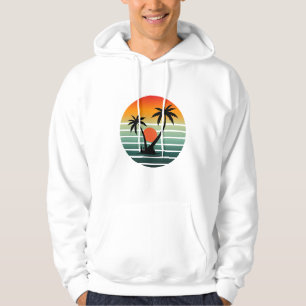 Retro Sonnenuntergang Palmen Hoodie