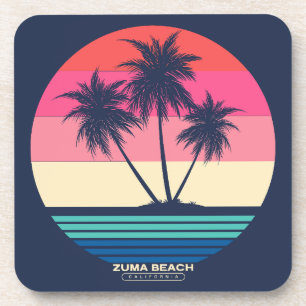 Retro-Sonnenuntergang-Palmwedel-Zuma-Strand Getränkeuntersetzer