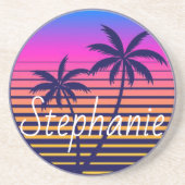 Retro-Sonnenuntergang Personalisiert Getränkeuntersetzer (Vorne)