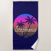 Retro-Sonnenuntergang Personalisiert Strandtuch (Vorderseite)