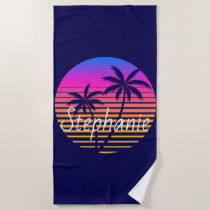 Retro-Sonnenuntergang Personalisiert Strandtuch