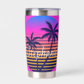 Retro-Sonnenuntergang Personalisiert Thermobecher (Links)