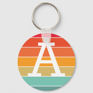 Retro-Sonnenuntergang personalisiertes Monogramm Schlüsselanhänger