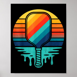 Retro-Sonnenuntergang-Pickleball-Paddel-Sportgrafi Poster
