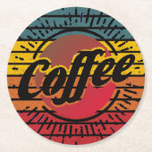 Retro-Sonnenuntergang Runder Pappuntersetzer (Vorderseite)