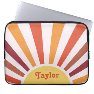 Retro-Sonnenuntergang-Sonnenstrahlen Personalisier Laptopschutzhülle