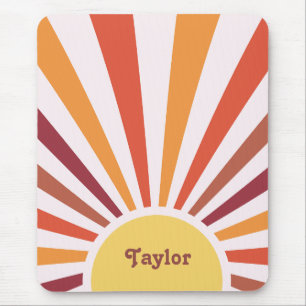 Retro-Sonnenuntergang-Sonnenstrahlen Personalisier Mousepad