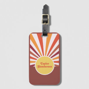 Retro Sonnenuntergang Sonnenstrahlen Social Media Gepäckanhänger