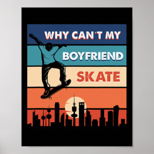 Retro Sonnenuntergang Stadt Skater Poster