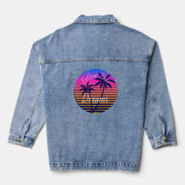 Retro Sonnenuntergang Strand Träume Plus Größe T - Jeansjacke
