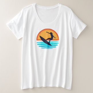 Retro Sonnenuntergang Surfen _ Vintage Strand Vibe Große Größe T-Shirt