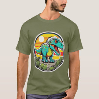 Retro Sonnenuntergang T-Rex Dinosaurier T-Shirt