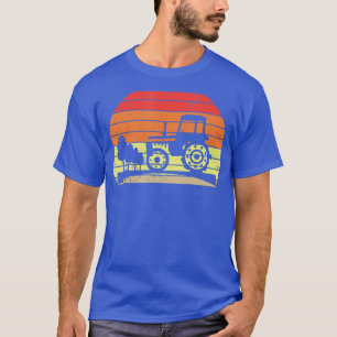 Retro Sonnenuntergang Traktor Landwirtschaft Landw T-Shirt