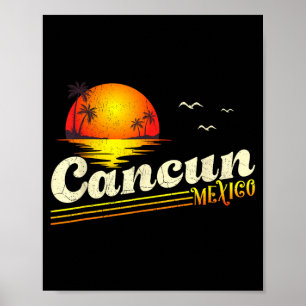 Retro-Sonnenuntergang Tropischer Sommerurlaub Canc Poster