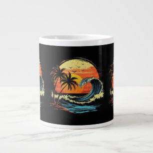 Retro Sonnenuntergang Tropischer Vintage Strand Pa Jumbo-Tasse